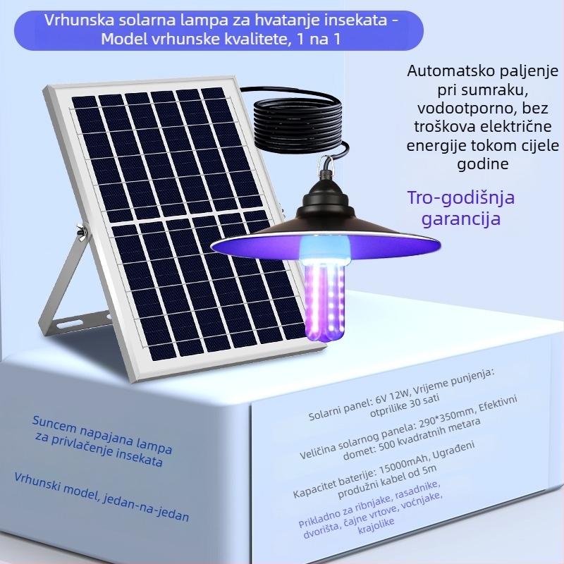 Ljepljiva lampa za komarce, vanjska, pokrivenost 10 m², ručno električno ubijanje, bez baterije