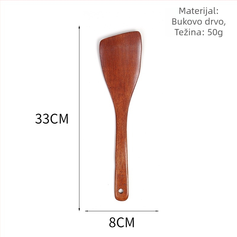 Drvena kuhinjska špatula za neprijanjive posude, protuklizna, protiv opeklina, drvo, tisak logotipa, prilagodba, privatna oznaka