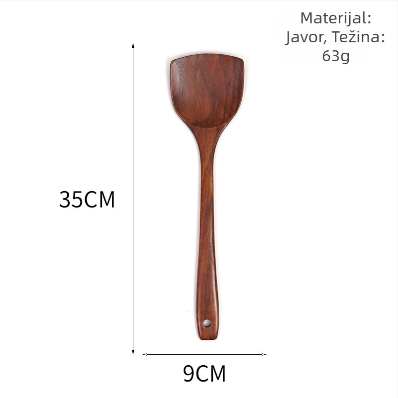 Drvena kuhinjska špatula za neprijanjive posude, protuklizna, protiv opeklina, drvo, tisak logotipa, prilagodba, privatna oznaka