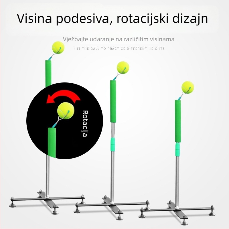 Prijenosni jednosmjerni tenis trener s težinskom bazom za samostalnu vježbu — Xu Kasi; Materijal: nehrđajući čelik, PVC; Kategorija: Tenis; Primjenjivo: fitness oprema, tenis i druge igre s loptom
