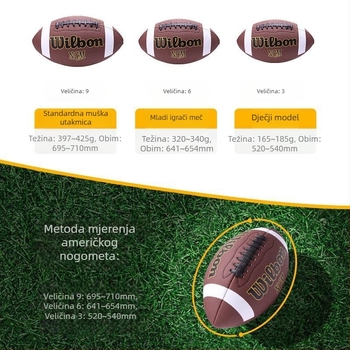 Standard za trening američkog nogometa broj 9 – otporan PP materijal, šivanje strojem, bez loga, rugby kategorija