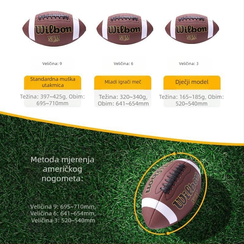 Standard za trening američkog nogometa broj 9 – otporan PP materijal, šivanje strojem, bez loga, rugby kategorija