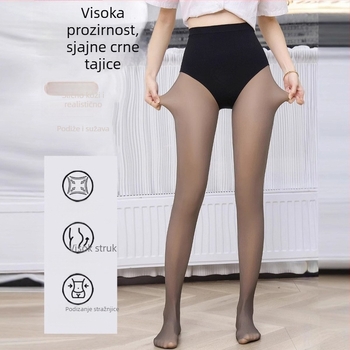Ženski leggings visokog struka s flisom za jesen/zimu, crne, oblikovanje tijela