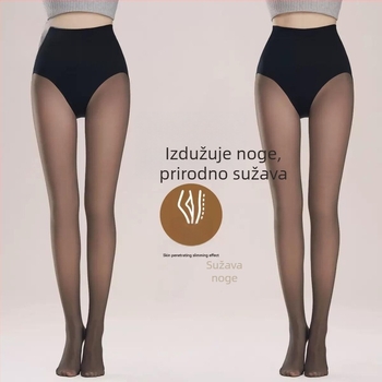 Ženski leggings visokog struka s flisom za jesen/zimu, crne, oblikovanje tijela