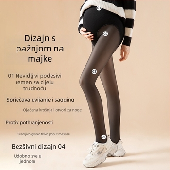 Trudničke najlon čarape s podizanjem stražnjice i oblikovanjem, debeli materijal, jednobojne, s nogama