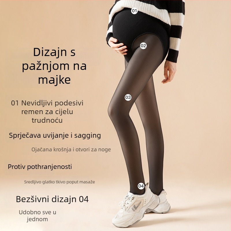 Trudničke najlon čarape s podizanjem stražnjice i oblikovanjem, debeli materijal, jednobojne, s nogama