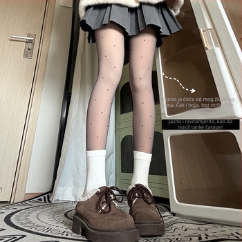 Najlon tajice s točkastim uzorkom, flis podstava, debele, tople, modelirajuće