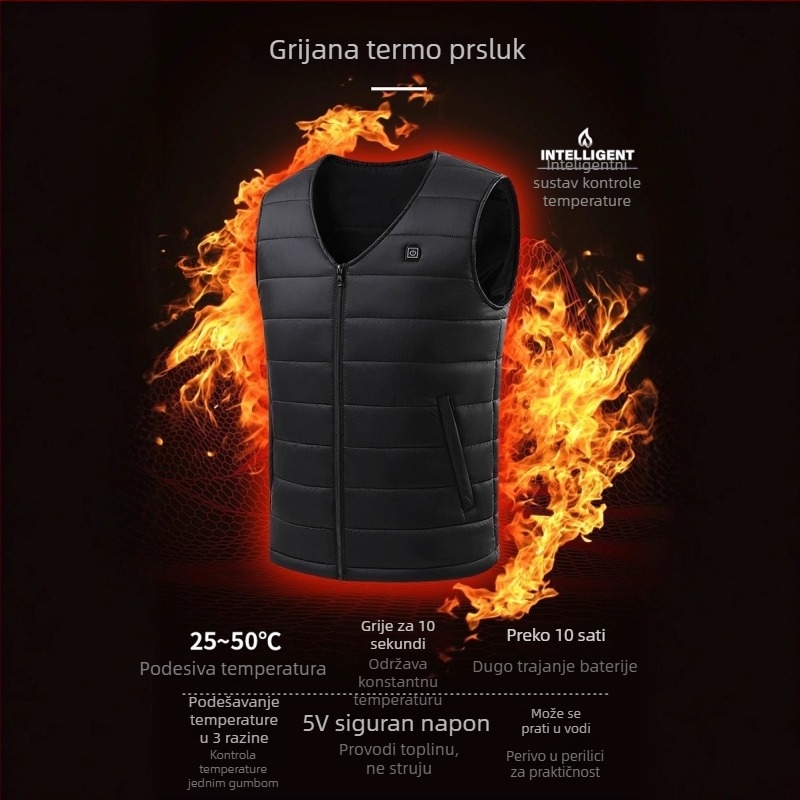 Muški grijani prsluk, debeli za zimu