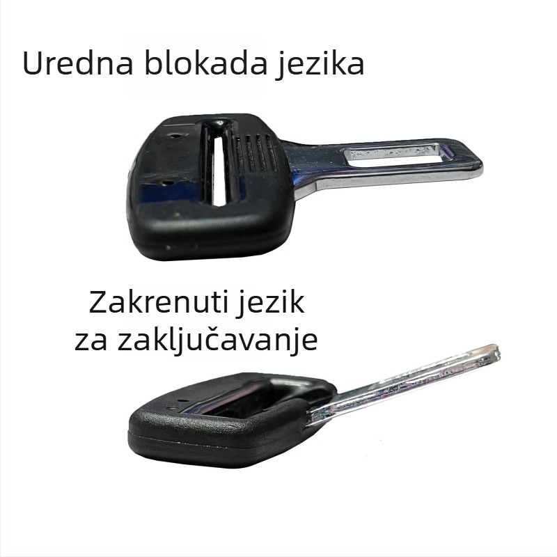 Automobilski sigurnosni pojas: insert zaključavanje s jezičkom i bajonetom – čelik 45 gauge, težina 54 g, model 6668, moguć tisak logotipa