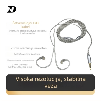 Nd 10-1 Audio kabel, bakreno jezgro bez kisika, srebrno prevučena žica, 2-pin ručno pletenje, 0.78 mm