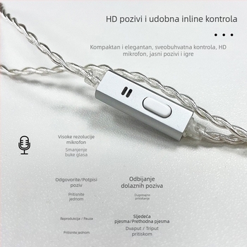 Nd 10-1 Audio kabel, bakreno jezgro bez kisika, srebrno prevučena žica, 2-pin ručno pletenje, 0.78 mm