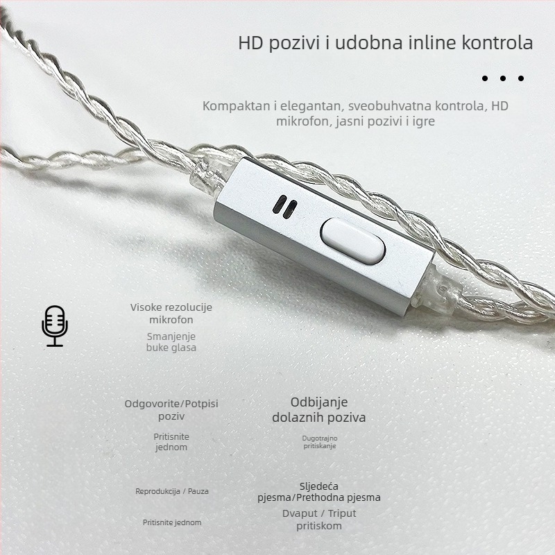 Nd 10-1 Audio kabel, bakreno jezgro bez kisika, srebrno prevučena žica, 2-pin ručno pletenje, 0.78 mm