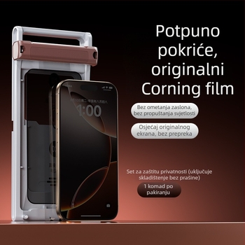 Kaljeno staklo za prednju zaštitu zaslona Apple 16Pro — potpuno pokriće, anti-peep, anti-fingerprint, otporno na prašinu, HD, brzo postavljanje