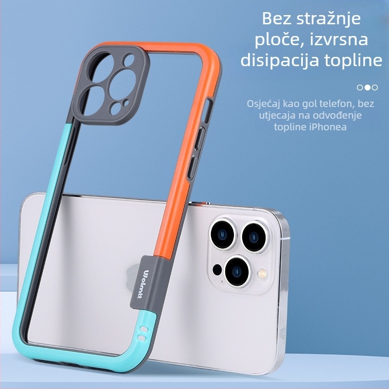 Silikonska futrola za iPhone 16/17 Pro Max, bez stražnjeg dijela, s prorezima za hlađenje i kontrastnom bojom