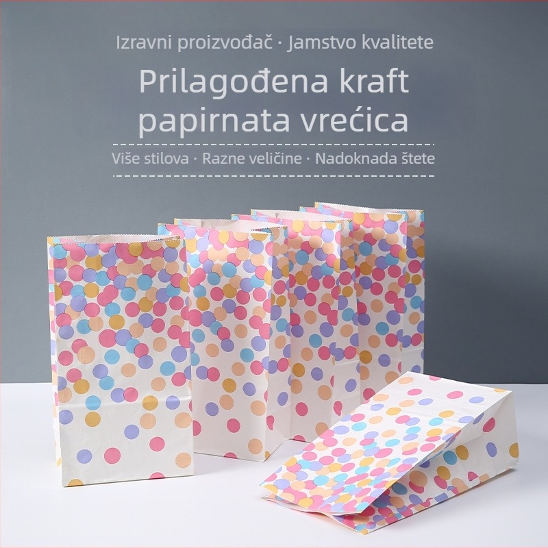 Gold Rock Kraft papir vrećica za poklon, kvadratna dno, univerzalna ambalaža s tiskanim logotipom