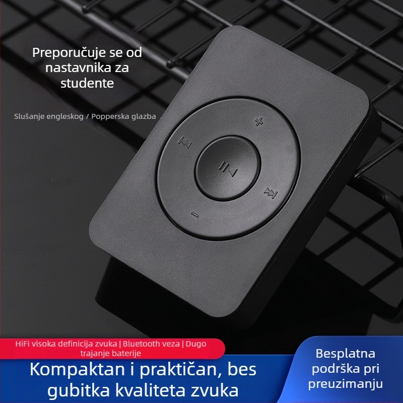 MP3 player za sport i trčanje s vanjskim zvučnikom – model U302, baterija 150 mAh, 8 sati reprodukcije, bez zaslona