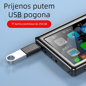 V5 MP5 player s kapacitivnim zaslonom na dodir, podrška TF kartici, baterija 3200mAh, podržava MP3/WAV/APE i AVI/RMVB