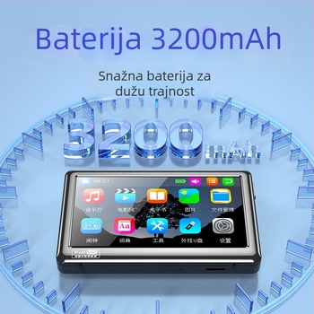 V5 MP5 player s kapacitivnim zaslonom na dodir, podrška TF kartici, baterija 3200mAh, podržava MP3/WAV/APE i AVI/RMVB