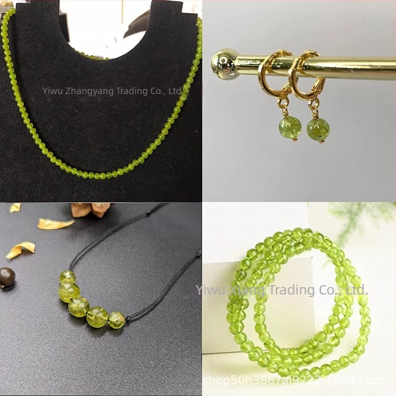 Prirodno imitacijski peridot kristalni okrugli biseri, slobodni, poluproizvodi, maslinasto zelene, za DIY nakit, 8 mm