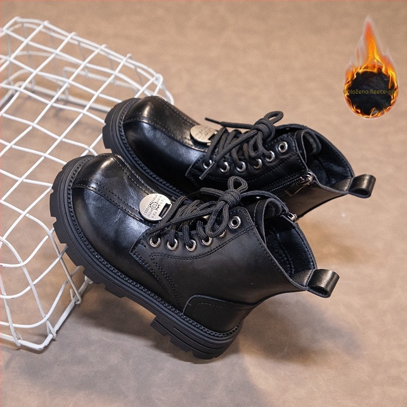 Martin čizme za djevojčice, mikrovlaknena koža, gumena potplat, bočni zatvarač, zimski model 2025