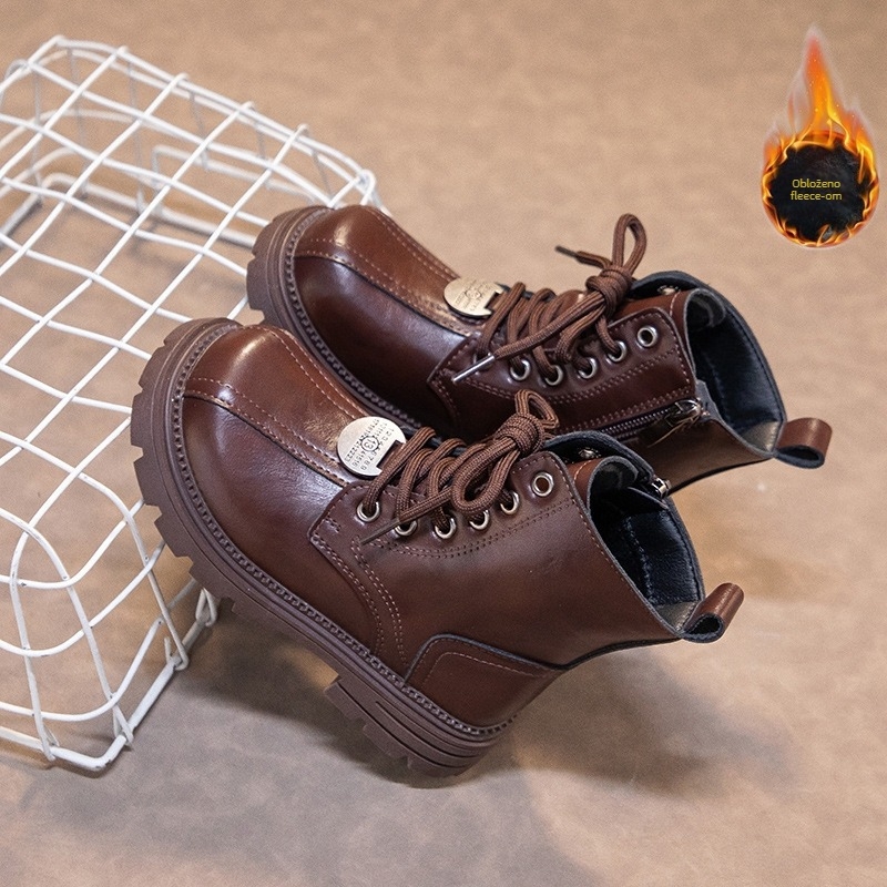 Martin čizme za djevojčice, mikrovlaknena koža, gumena potplat, bočni zatvarač, zimski model 2025