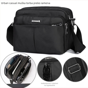 Muška torba preko ramena od Oxford platna, gradski minimalistički stil, višeslojni dizajn, vodootporna, otporna na habanje, za 10-inčni prijenosnik, Darnoch