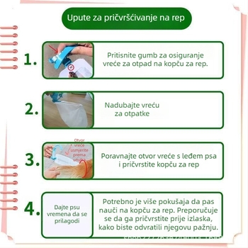 Alat za skupljanje psećeg izmeta za vanjsku upotrebu, klip za vrećicu, plastika, plosni otvor, uobičajene debljine