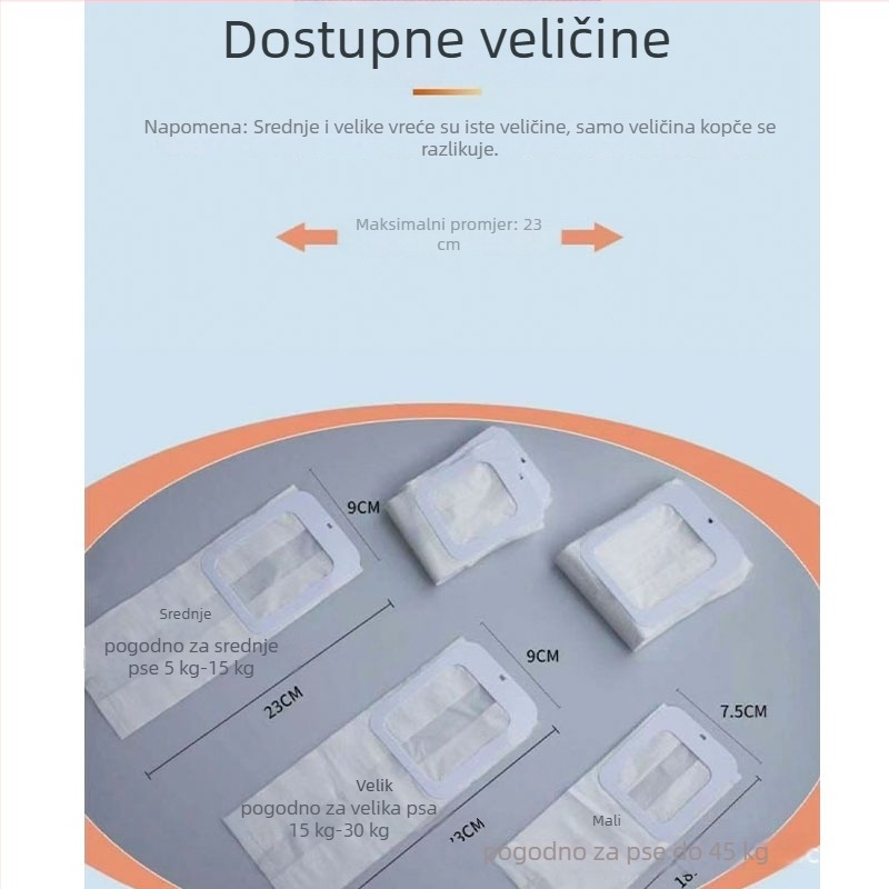 Alat za skupljanje psećeg izmeta za vanjsku upotrebu, klip za vrećicu, plastika, plosni otvor, uobičajene debljine