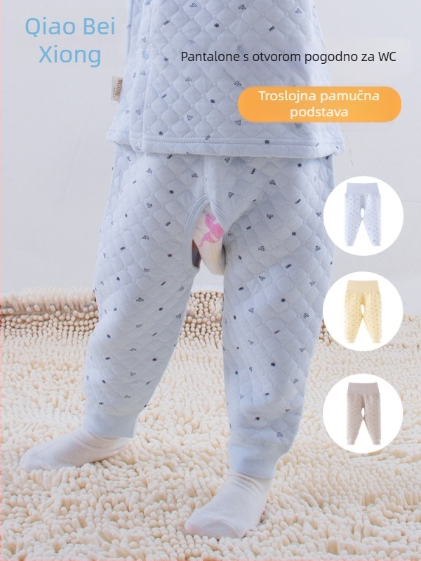 Dječje tople hlače s otvorenim preponama, 100% pamuk, Sigurnost klase A, Unisex, Jesen-zima