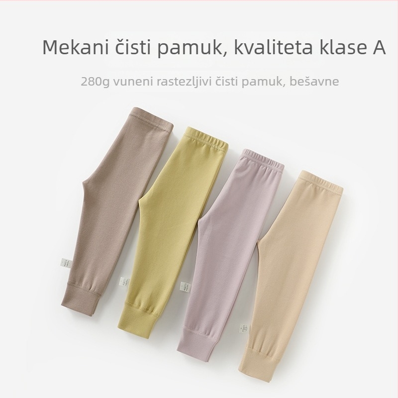 Dječje pamučne termo hlače za jesen i zimu, debele hlače za bazni sloj, tople pidžama hlače