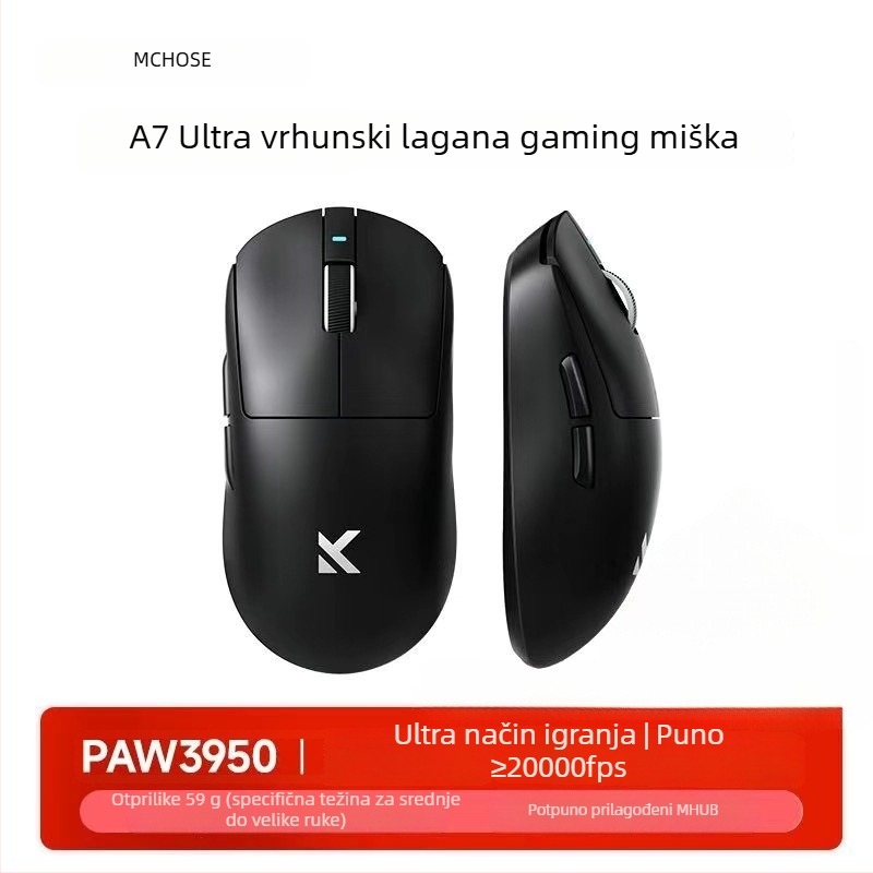 Bežični gaming miš s tri načina, Bluetooth, model A7, 42000dpi