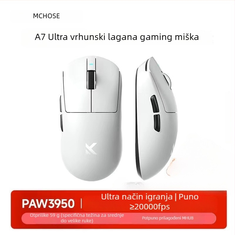 Bežični gaming miš s tri načina, Bluetooth, model A7, 42000dpi