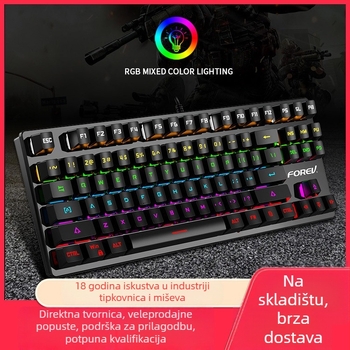 Q301 mehanička tipkovnica, 87 tipki, zelene osovine, RGB pozadinsko osvjetljenje, kabelska