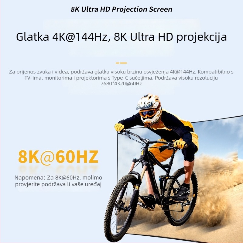 Type-C optički vlaknasti kabel za podatke, 10Gbps, 8K60Hz prikaz zaslona, PD100W brzo punjenje, duljina 1–30 m