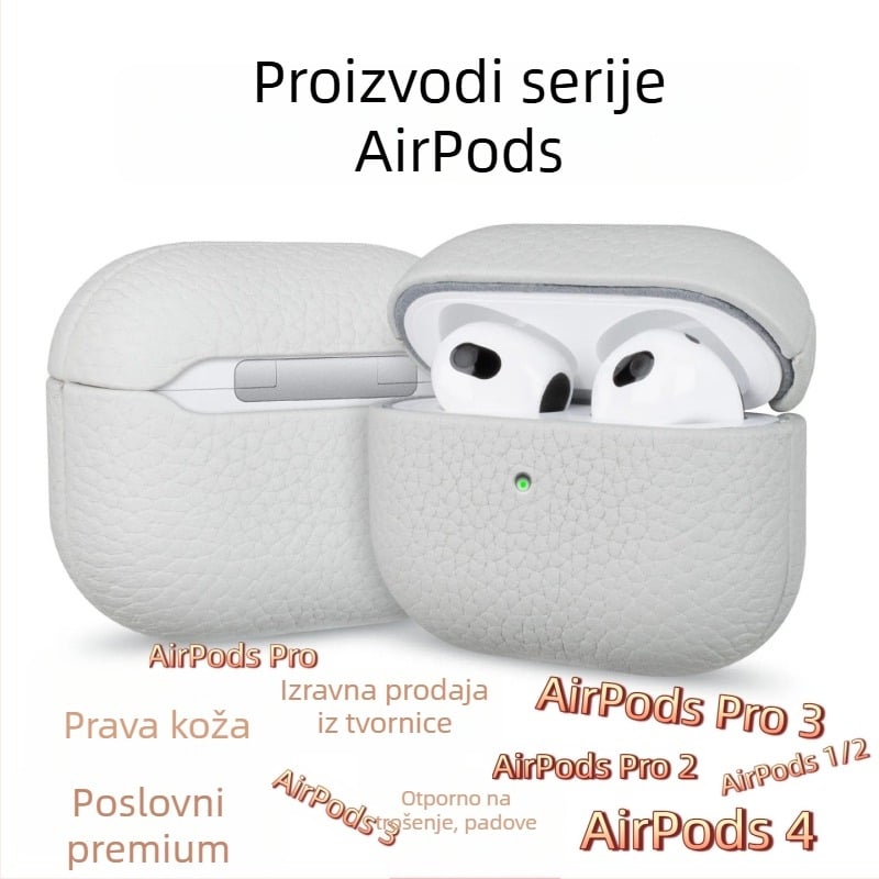 AirPods kožna zaštitna futrola Hermes Pebbled Leather, otporna na udarce, ručna izrada, tvrdi kućište, podijeljeni tip, za sve modele AirPods