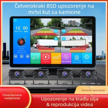 Kamion – Sve-u-jednom zaslon vozila s DVR-om, 4-kanalno praćenje, 24V, 1080p, 160°, dodirni zaslon, reverzna slika