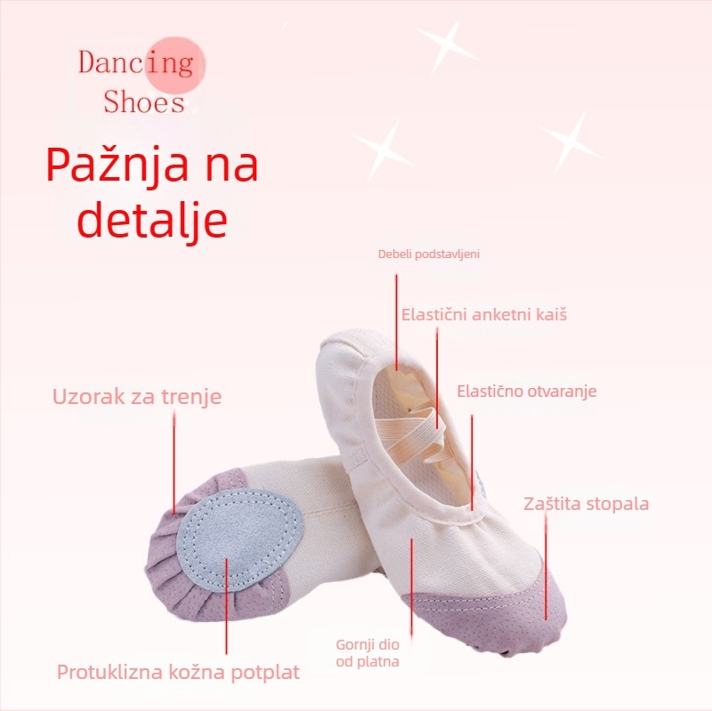 Plesne cipele za balet, moderni ples, latino - gornji dio od platna, đon od kože, unisex, lagane