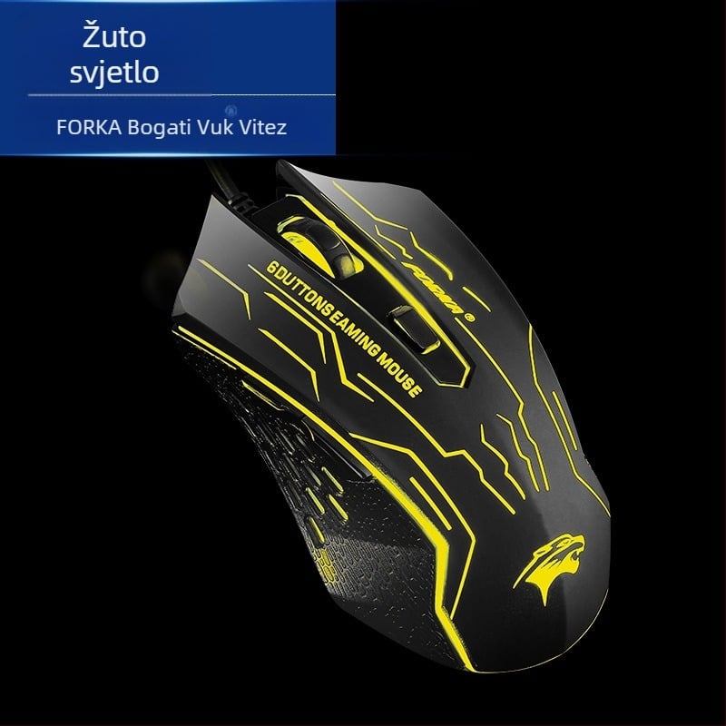 Wealth Wolf Rider optička žična miš, 2500 DPI, 6 tipki, USB, kabel 1,4 m