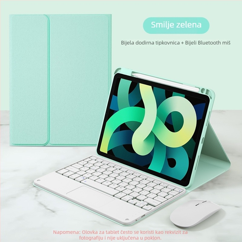 Kućište s Bluetooth tipkovnicom i dodirnom pločom te džepom za olovku; materijal silikon, dizajn kože, disipacija topline, otpornost na habanje, zaštita od padova