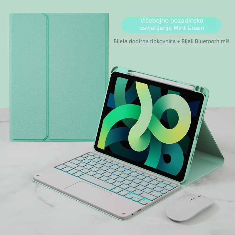 Kućište s Bluetooth tipkovnicom i dodirnom pločom te džepom za olovku; materijal silikon, dizajn kože, disipacija topline, otpornost na habanje, zaštita od padova