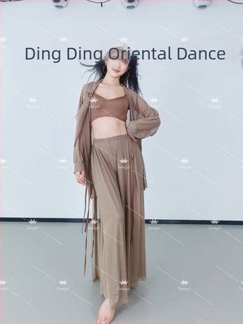 Kostim Belly Dance za vježbanje, mrežasti set od 4 komada, nježan prema koži, poliester 30–50% u glavnom i sekundarnom materijalu, ljeto 2025