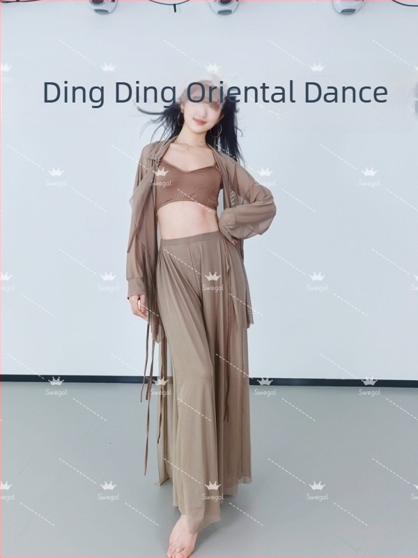 Kostim Belly Dance za vježbanje, mrežasti set od 4 komada, nježan prema koži, poliester 30–50% u glavnom i sekundarnom materijalu, ljeto 2025