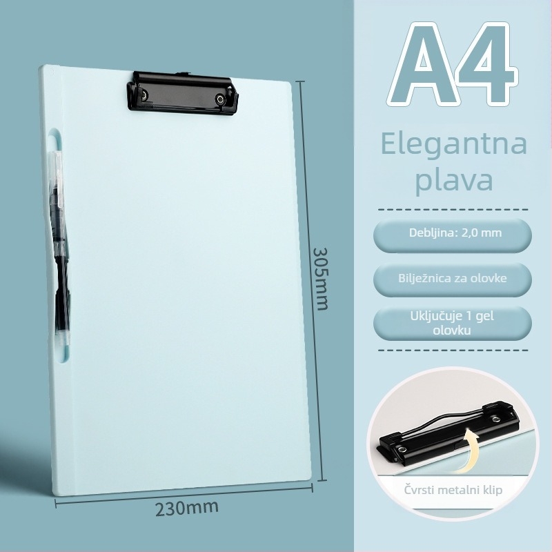 Plastični klipboard s 10 cm klipsom, model Cy0151, pogodan za papir A4