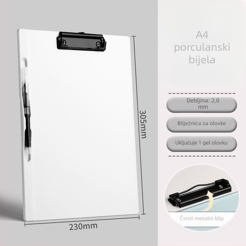 Plastični klipboard s 10 cm klipsom, model Cy0151, pogodan za papir A4