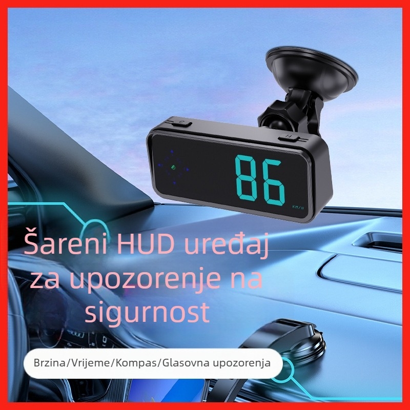 Nov boja HUD zaslon za automobil s glasovnim upozorenjem radar detektora, GPS kompas i brzomjer