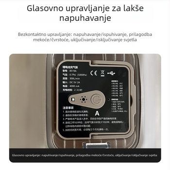 Nafukani madrac za stražnje sjedalo automobila HM8519 | Ekološki PVC | Automatsko naduvavanje | AI glasovno upravljanje | Nosivost 300 kg