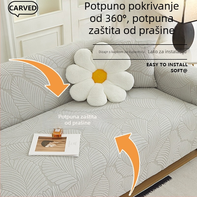 Presvlaka za kauč s potpuno pokrivenim dizajnom, otporna na ogrebotine mačaka, univerzalna veličina, zaštitna navlaka od elastične tkanine