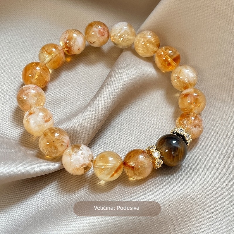 Narukvica s geometrijskim tigrovim okom - kristalne perle, unisex, proljeće 2025