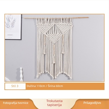Zidna tapiserija - ručno tkana, seoski stil (pamučni materijal, kvadratni oblik, jednobojni uzorak)