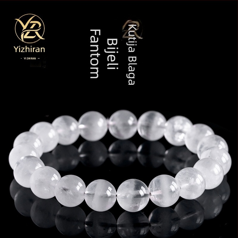 Kristalna narukvica s kristalom duha; unisex, prirodni stil; materijal: kristal duha; prerada: brušenje i poliranje; oblik: rasute perle